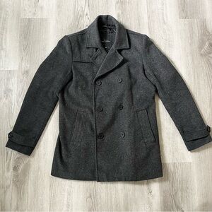 Marc Anthony Charcoal Gray Wool-Blended Peacoat